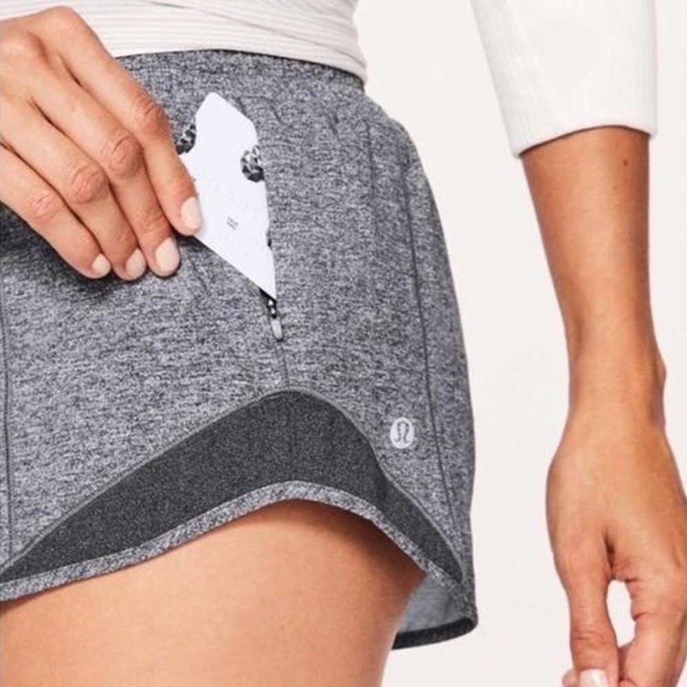 Lululemon Hotty Hot Heathered Grey Running Shorts Womens 2 Tall